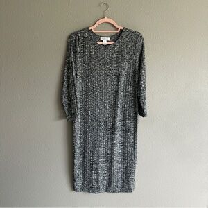 Motherhood Maternity Gray Ribbed Knit Midi Dress Large